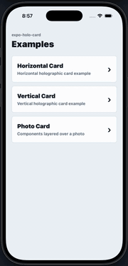 Horizontal holographic card demo preview