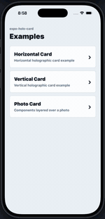 Vertical holographic card demo preview